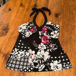 White House Black Market Halter Top Size Small - WHBM Black, Red & White